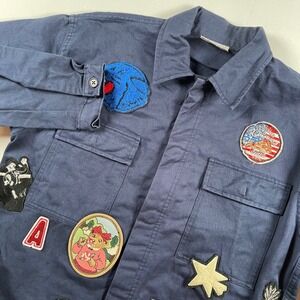 Vintage‎ Patched Jacket European Military Style Cotton Blue Giubbotto